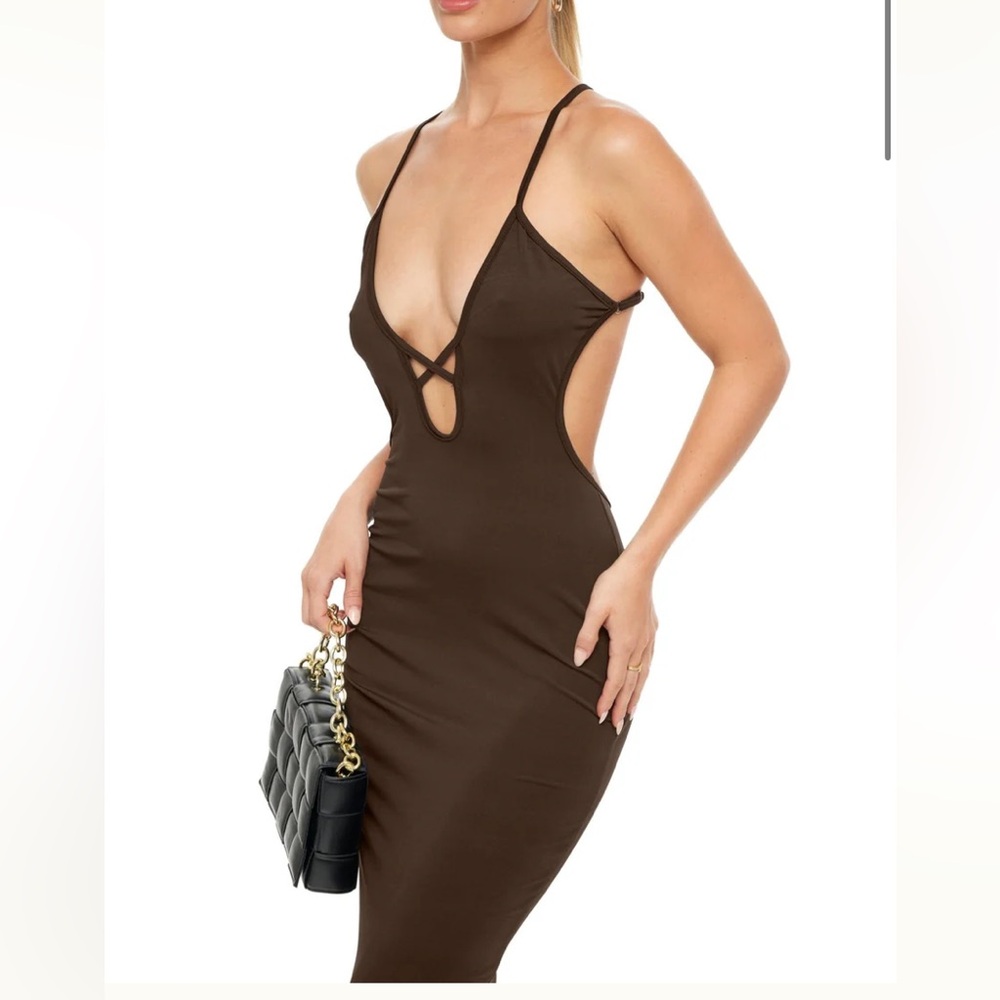 Elegant Brown Strappy Dress